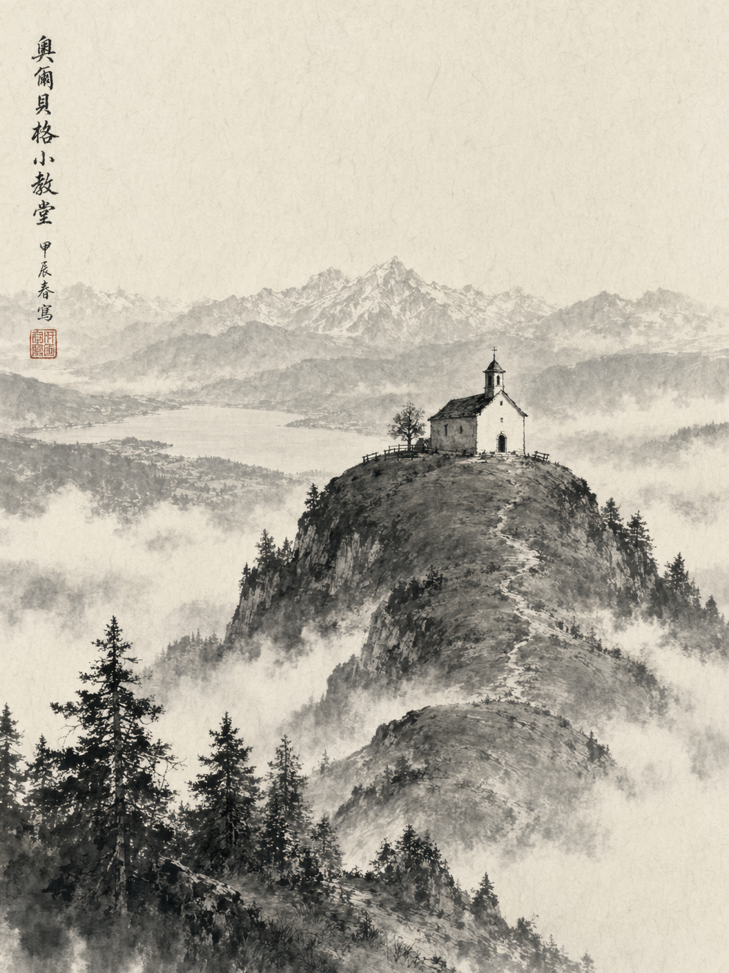 Auerberg ink-wash rendering